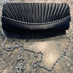 Chic Black Evening Clutch with Rhinestone Accents